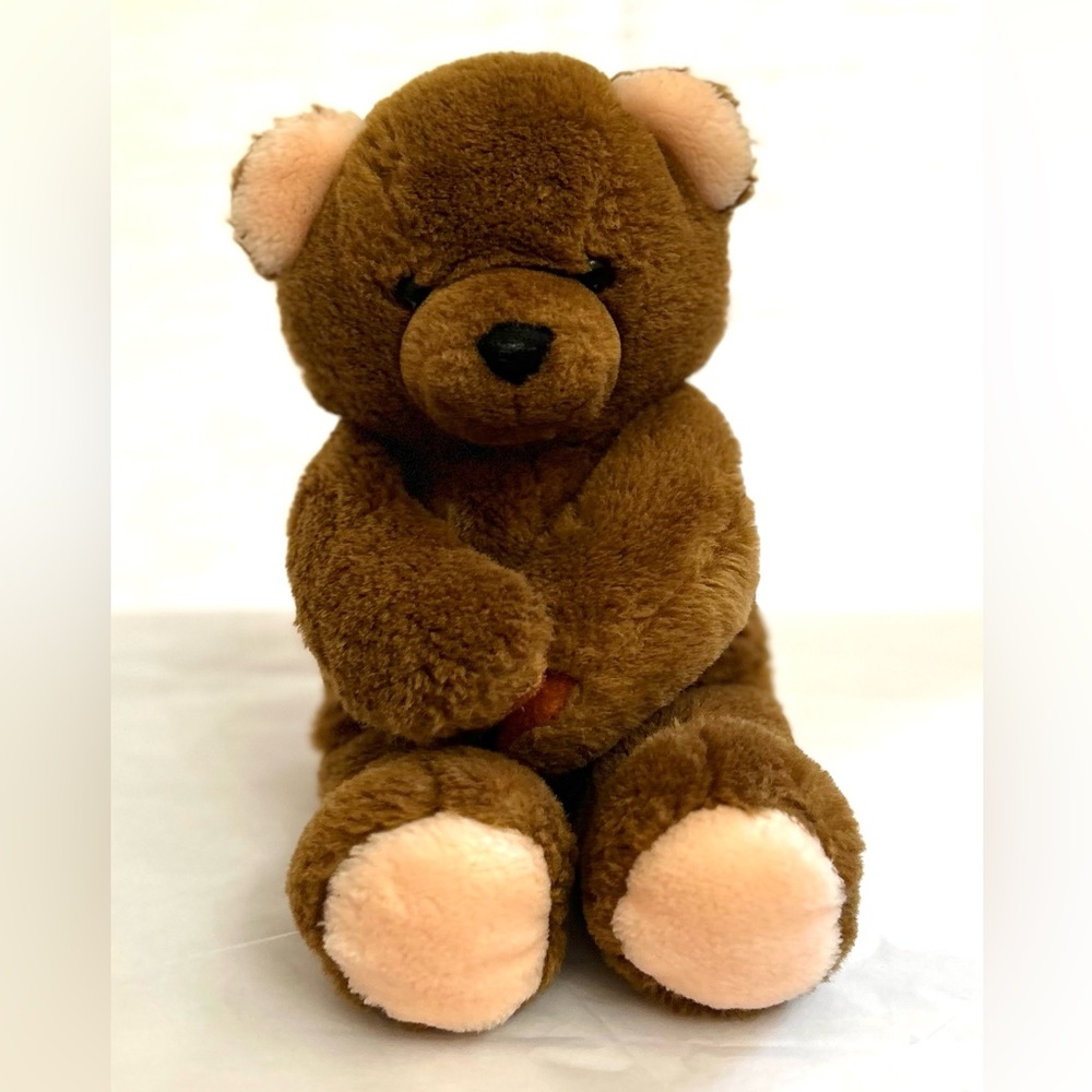 Vintage Dakin‎ Stuffy Brown Plush Teddy Bear with Velcro Hands